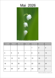 Calendrier Mensuel t&eacute;l&eacute;charg&eacute; le 26/05/2026 &agrave; 13:28:55