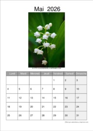 Calendrier Mensuel t&eacute;l&eacute;charg&eacute; le 26/05/2026 &agrave; 13:30:16